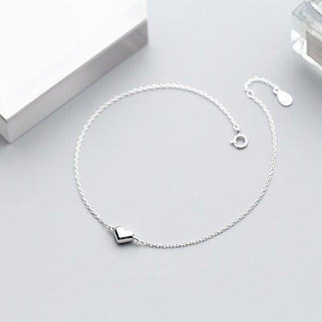 925 Sterling Silver Minimalist Romantic Shiny Heart Bracelet- Wholesale Prices by Jewellery Supermarket - The Jewellery Supermarket